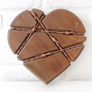 7th Anniversary Gift Copper for men wife him her couple 7 year seventh husband unique wedding wooden heart decor
