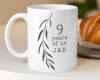 9th anniversary gift for her willow pottery 9 year wedding gifts wife him couple ninth custom inscription personalizable monogrammed mug