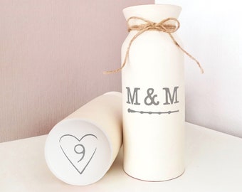 9th anniversary for her gift wife pottery wedding 9 year husband ninth nine gifts him man vase ceramic custom initials personalize monograms