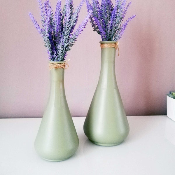 Sage green vase boho room decor slim pastel flower vase grn matte terracotta ceramic homeware home decor aesthetic