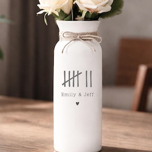 7th anniversary gift copper 7 years for wife him men husband personalize ceramic clay vase flower pottery wedding decor monogram initials