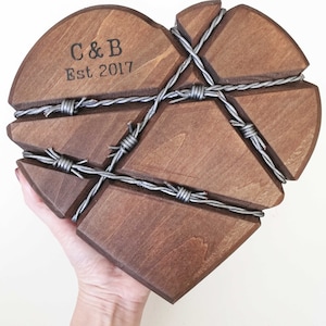 IJzeren jubileumcadeau voor hem 6e huwelijkscadeaus 6e verjaardag 6 jaar haar vrouw echtgenoot mannen houten primitief hart