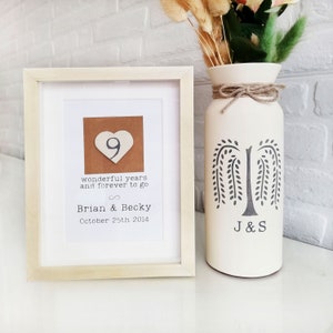9e verjaardag cadeau voor vrouw 9 jaar aardewerk set hart man gepersonaliseerde kaart haar hem man bruiloft negen jaar aangepaste lijst wanddecor