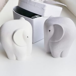 14º aniversário presente elefante marfim ano para ele sua esposa 14 casal casamento personalizado tradicional moderno, conjunto de 2 gesso cerâmica