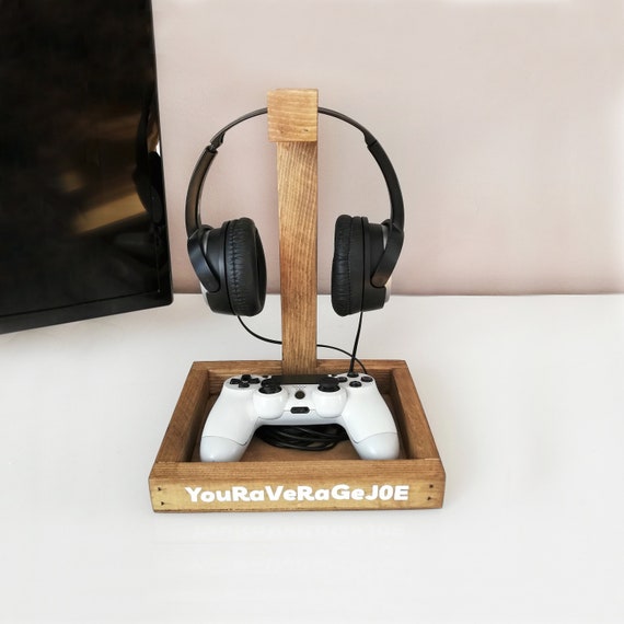 Support casque pour casque, support pour support de jeu, organisateur de  casque en bois personnalisé pour bureau, accessoires pour gamer  personnalisés -  France