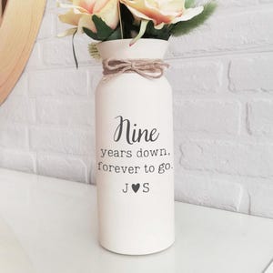 Presente de cerâmica de 9º aniversário para esposa, ela, ele, homem, marido, vaso de flores de casamento de 9 anos, nono nove, presentes personalizados de cerâmica