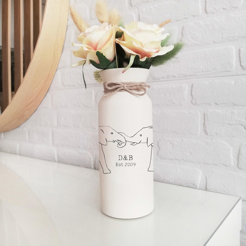 Ivory anniversary gifts 14th for him her wife husband men elephant personalized vase fourteenth 14 year gift wedding custom monogrammed image 7
