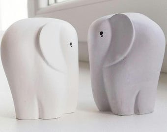 14th wedding anniversary ivory gift for man elephant 14 year him her wife couple personalized traditional modern Set of 2 gypsum ceramic