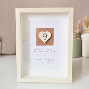9th anniversary gift for wife 9 years pottery heart husband personalized card her him man wedding nine year custom frame wall decor gifts