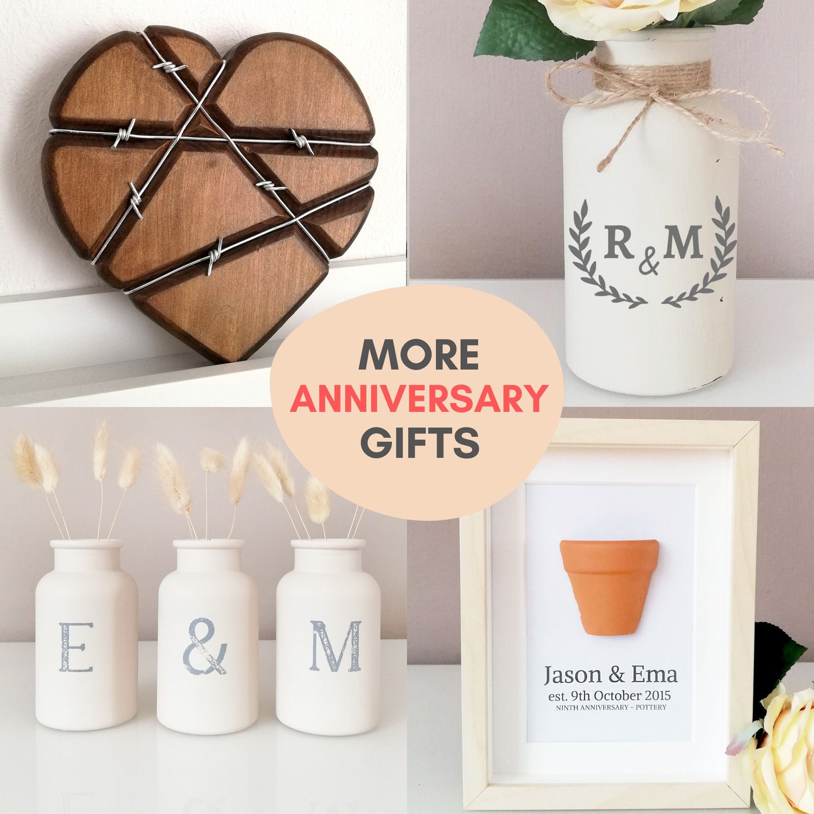 Pottery Anniversary Gift Vase Personalized Custom Flower Etsy