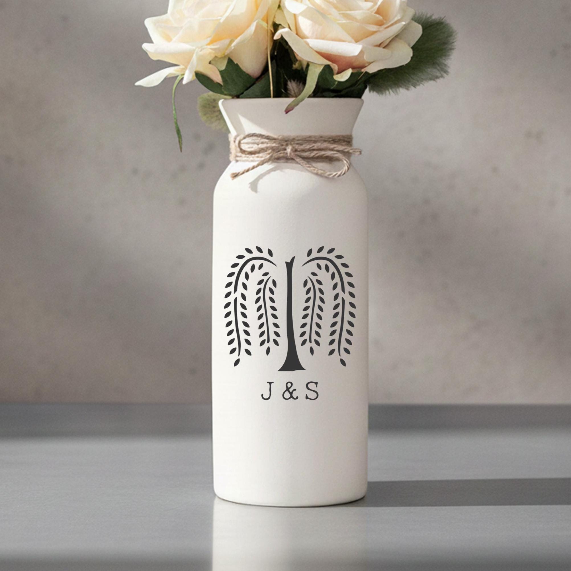 Willow Anniversary Pottery Gifts 9Th 9 Ninth Gift For Her Flower Vase Wife Him, Custom Inscription Personalized Monogrammed