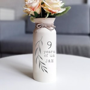 9 year anniversary gift for wife willow gifts 9th ninth pottery flower vase for her wife him custom inscription personalized monogrammed
