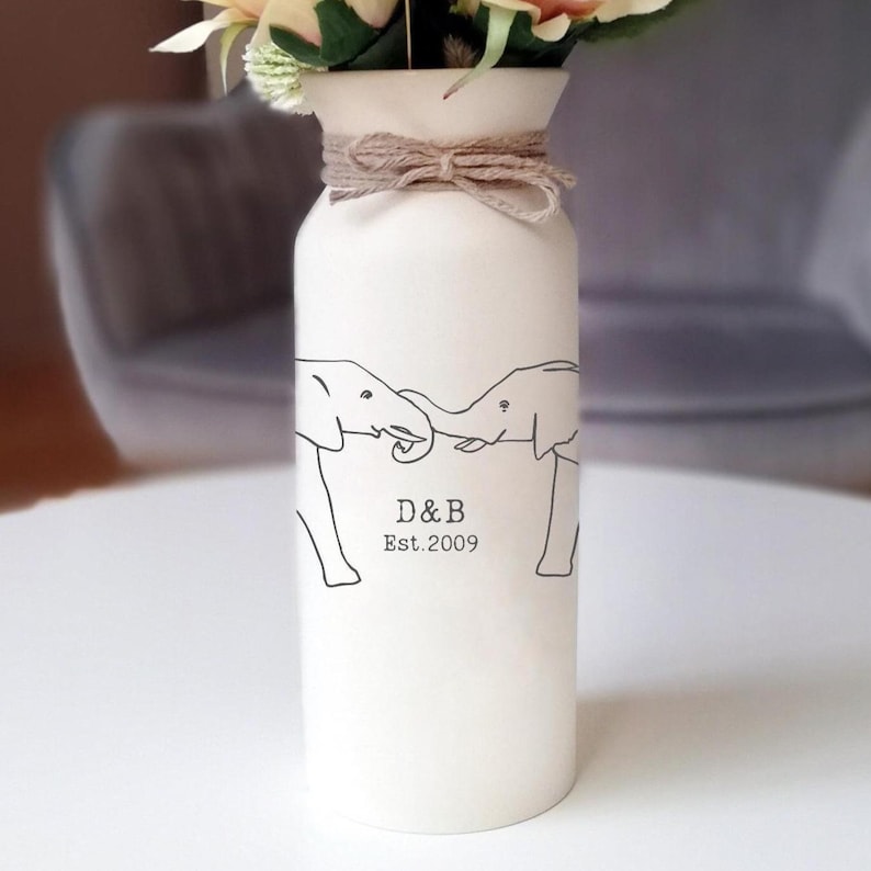 Ivory anniversary gifts 14th for him her wife husband men elephant personalized vase fourteenth 14 year gift wedding custom monogrammed image 4