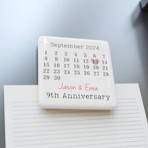 9th anniversary ceramic magnet gifts for her 9 year pottery nine ninth wedding gift for wife husband him couple custom personalized 2 x 2"