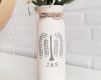 Willow Blumenvase Blumenvase 9 9 Jahre Hochzeit Jubiläum Geschenk für Frau Ihn Blumenvase 9 9 Jahre Aufschrift personalisiert mit Monogramm