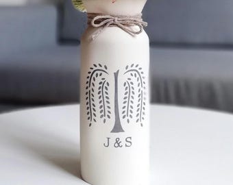 Willow Jahrestag Geschenke 9. 9 Jahre Jahrestag Geschenk für ihre Keramik Blumenvase für Frau ihn, individuelle Inschrift personalisiert mit Monogramm
