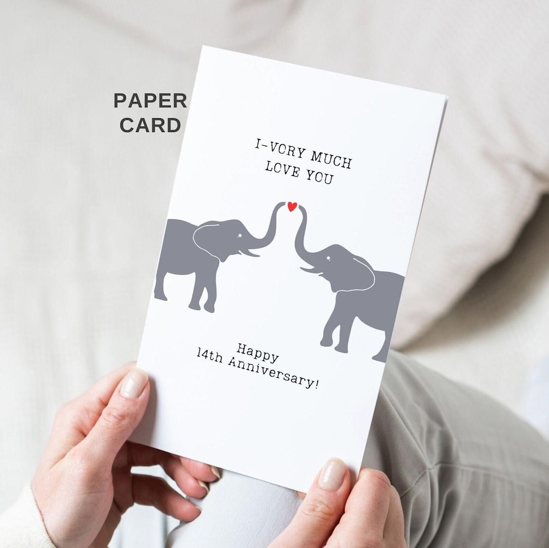 Cute 14th Anniversary Card With Free Metal Love Token – Relaxed Bears Design - View #7