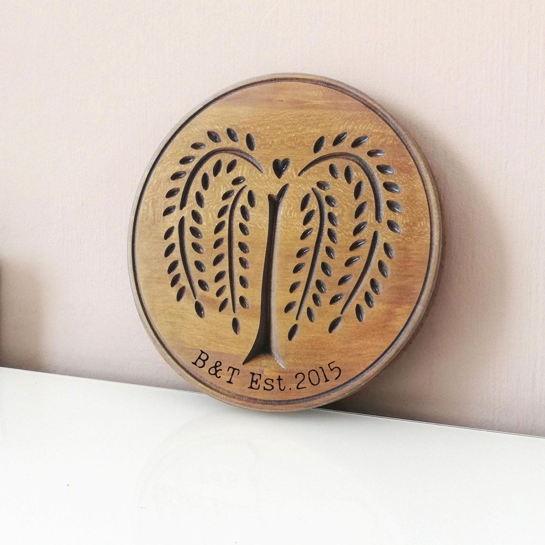 Monogramed Tree Willow Anniversary Gift 9th Tree Wood for Him Her Husband Wife Men 9 ...