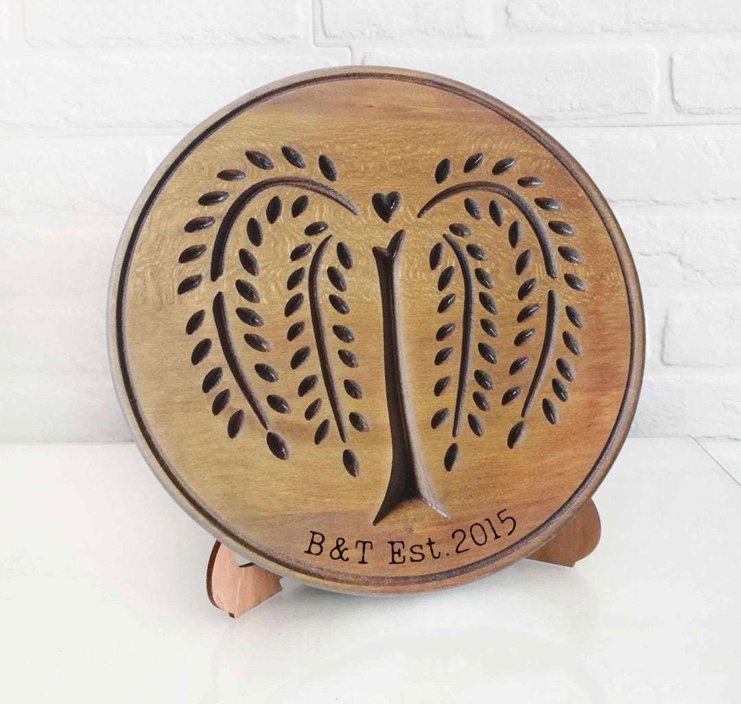 Monogramed Tree Willow Anniversary Gift 9th Tree Wood for Him Her Husband Wife Men 9 ...