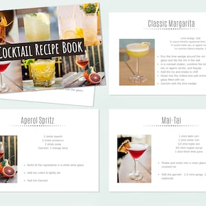 Cocktail-Download, druckbare Cocktail-Rezeptkarten, Cocktailbuch, Cocktail-Druck digitaler Download, Bar-Drink-Vorlage