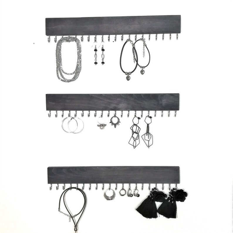 Sieradenorganizer muur, hangende kettinghouder, sieradenplank met haken, houten oorbellenring ketting displayhouder, sieraden. organisator afbeelding 6