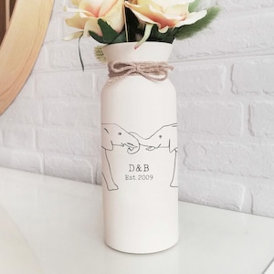 Cadeau 14e anniversaire de mariage ivoire pour lui, sa femme, vase à fleurs, vase personnalisé avec monogramme