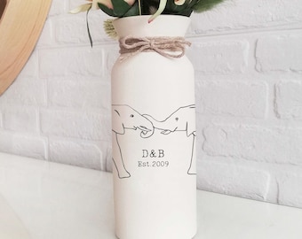 14th anniversary gift ivory wedding gifts for him her wife vase flower custom vase personalized monogrammed