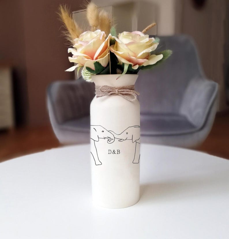 Ivory anniversary gifts 14th for him her wife husband men elephant personalized vase fourteenth 14 year gift wedding custom monogrammed image 6