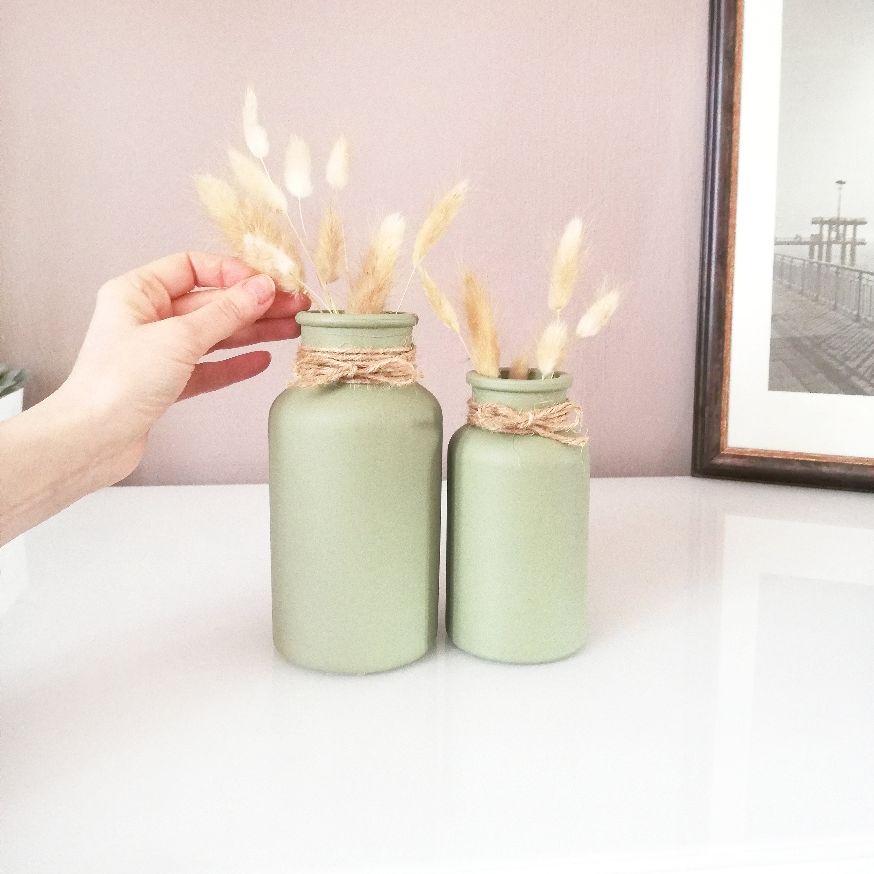 Sage Green Decor Vase Room Home Vases Slim Pastel Flower Vase Etsy