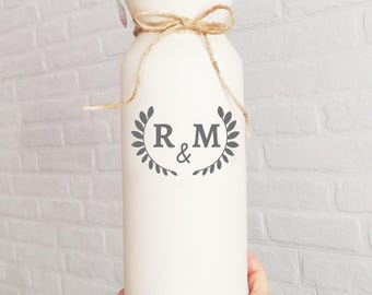 9th anniversary gift for her pottery flower vase for wife him, Custom inscription vase personalized monogrammed