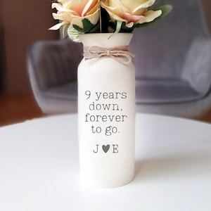 9 year wedding anniversary pottery gift for wife 9th her him man husband marriage flower vase ninth nine ceramic custom personalize