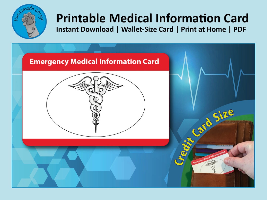 Printable Medical Information Card Medical Alert Card - Etsy