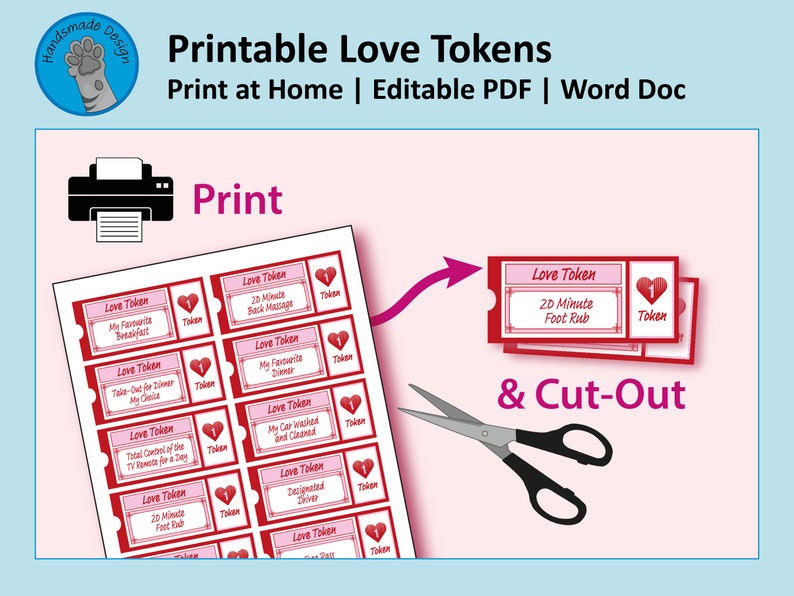 Love Tokens Printable and Editable A4 and US Letter - Etsy