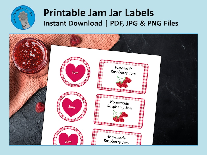Printable Jam Jar Labels Instant Download Strawberry Jam - Etsy UK