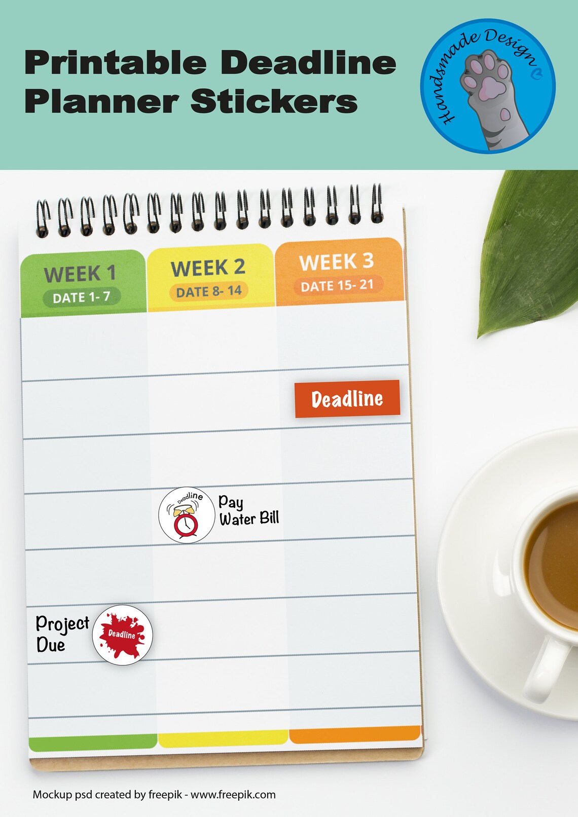 Printable Deadline Stickers for Planners and Diaries A4 &amp; US | Etsy