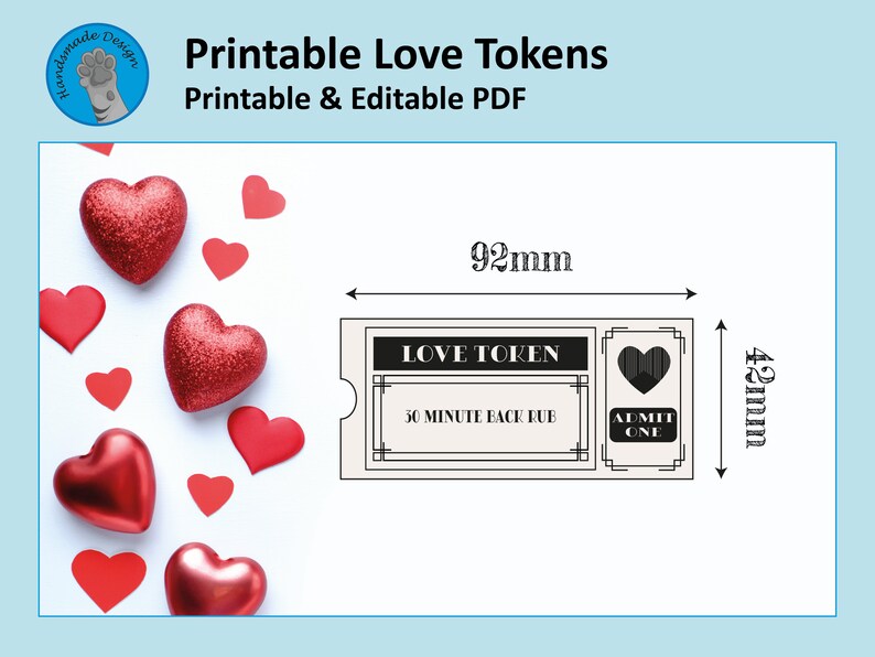 Printable Love Tokens Anniversary Gift Printable and - Etsy