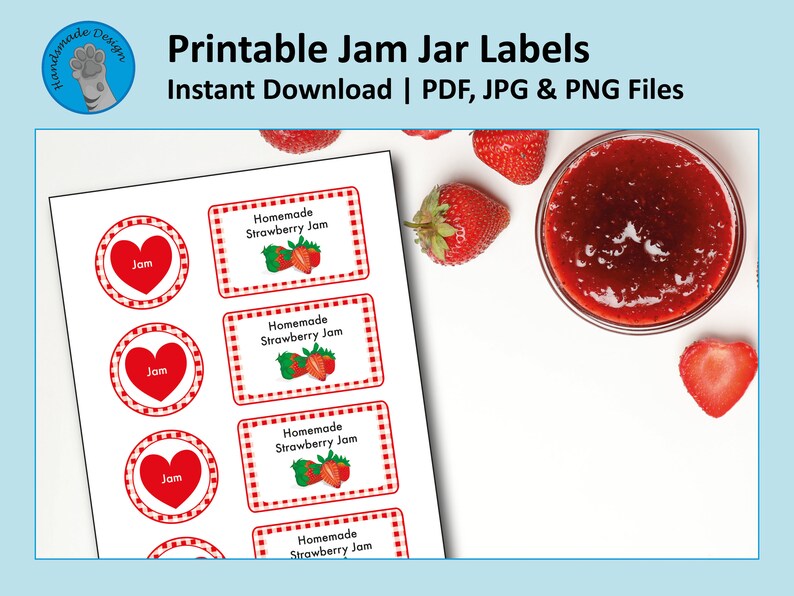 Printable Jam Jar Labels Instant Download Strawberry Jam - Etsy UK