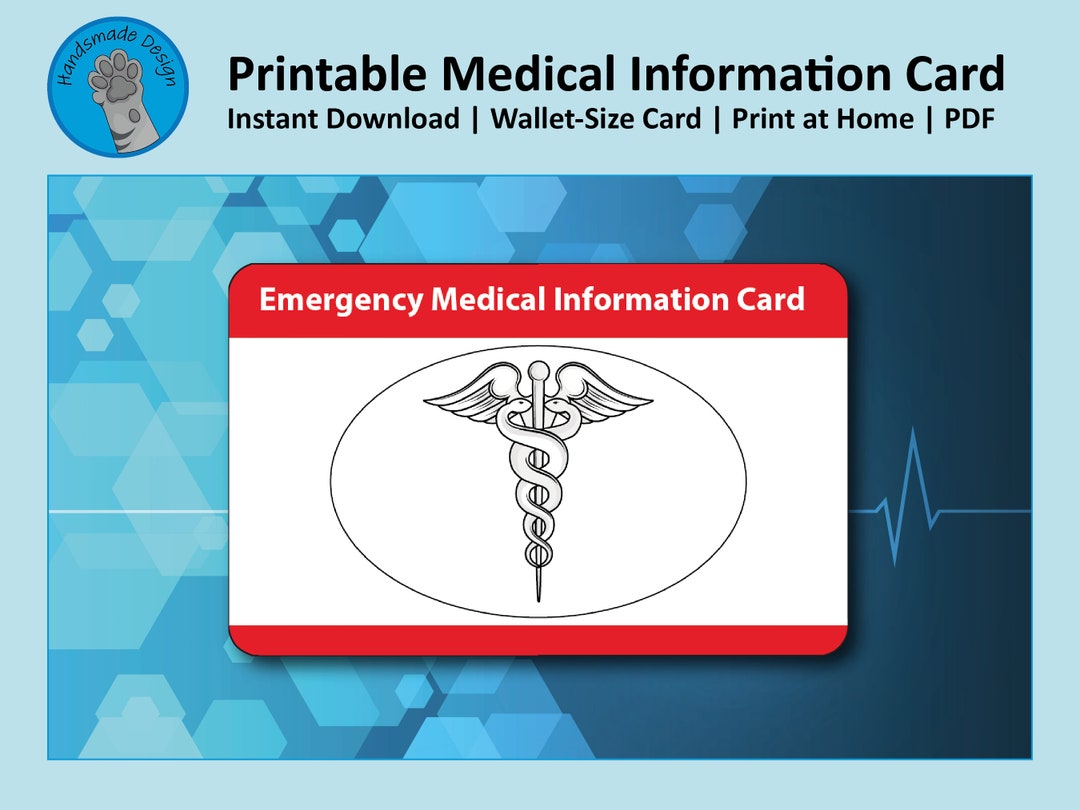 Printable Medical Information Card in Case of Emergency ICE - Etsy Canada