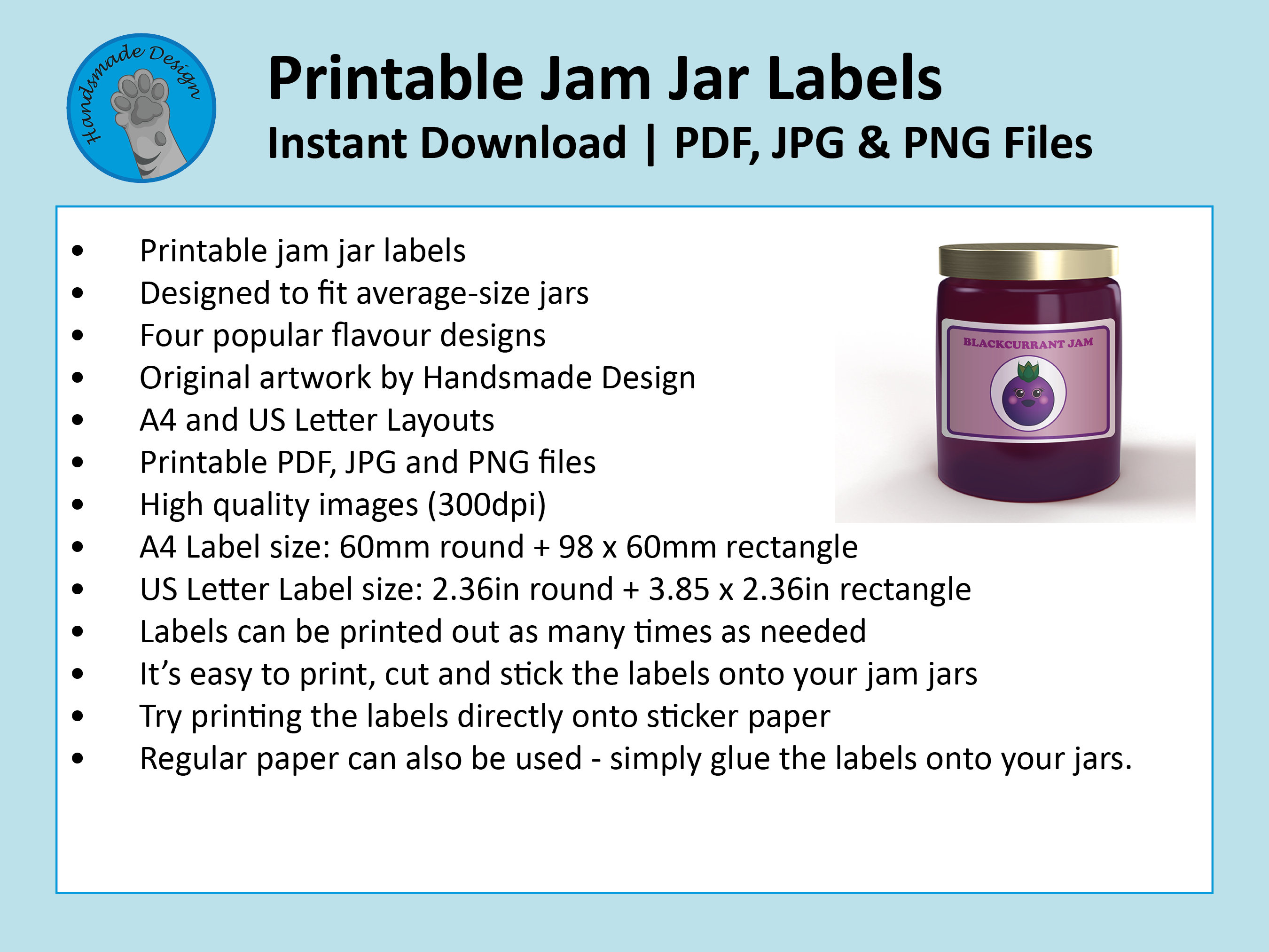 Printable Jam Jar Labels Instant Download Strawberry Jam Etsy UK