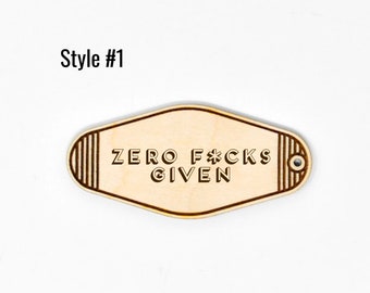 Zero F*cks Given | Vintage Motel-Style Key Tag