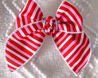 Vintage Valentine’s Day Stripe Sailor Bow // Hair Clip or Nylon Band