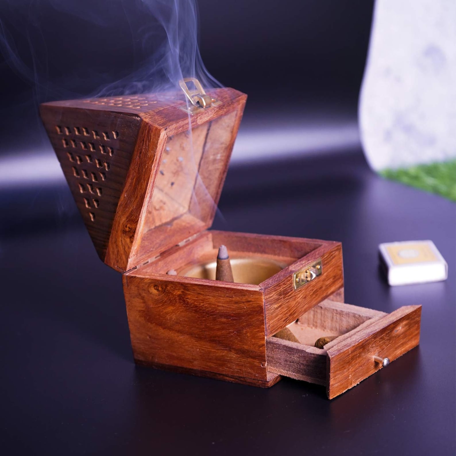 Handmade Sheesham Wooden Incense Box Holder/Dhoop Stand Ash Etsy