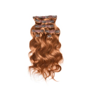 Copper Red Hair Extensions Body Wave Human Hair Clip ins 120 Gram Hair Weight 7 Pieces 16 Clips-Accept Private Customization image 5
