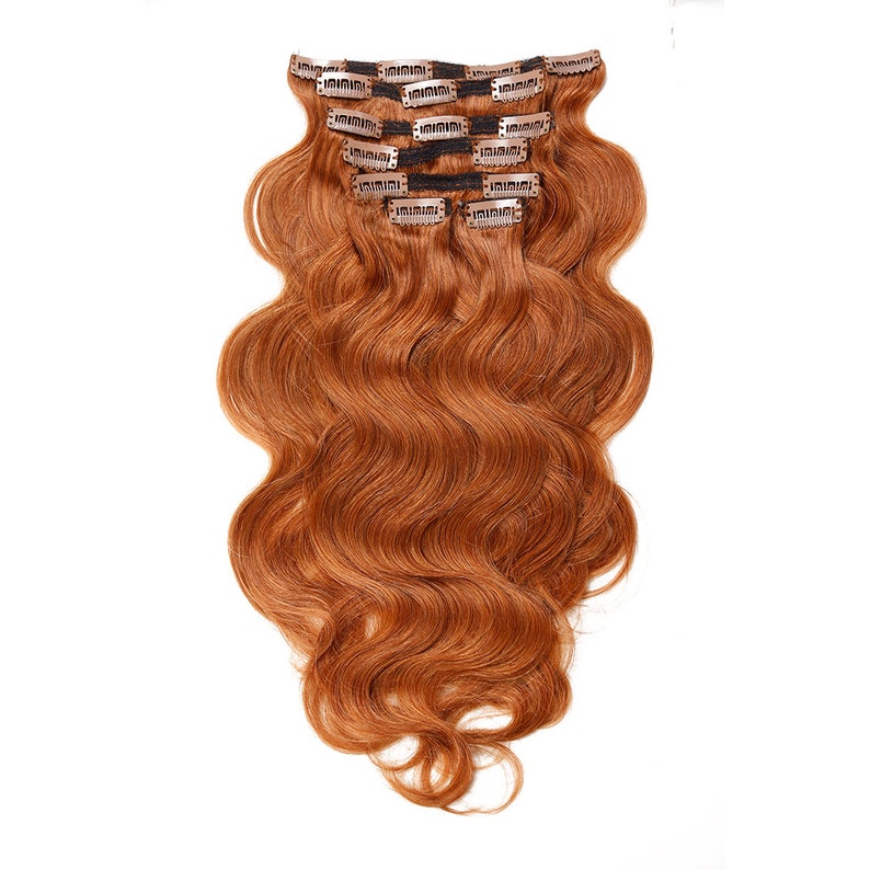 Copper Red Hair Extensions Body Wave Human Hair Clip Ins 120 - Etsy