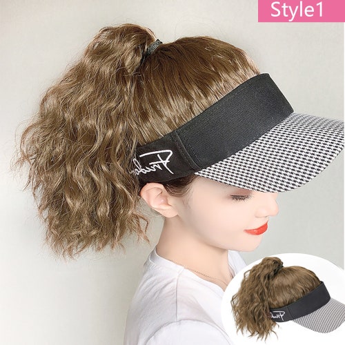 Meiverah Hat Wig Hat With Hair Ponytail 