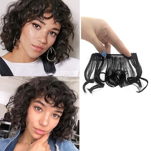 Fluffy Curly Bangs Hairpieces Synthetic hair Natural False hairpiece For Women Clip In Fake Bangs Fake Fringe…