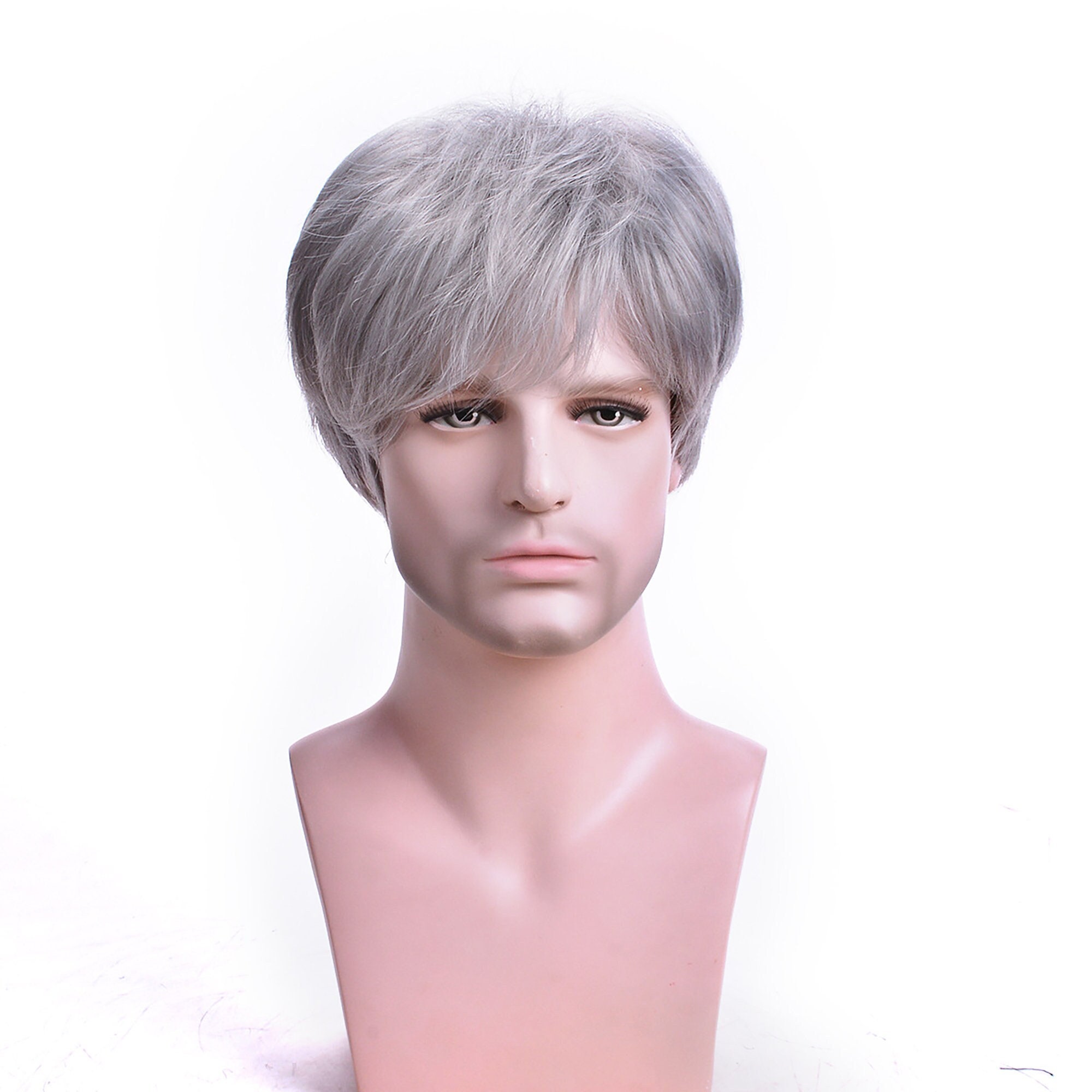 Grey Wig for Men, Fluffy and Realistic Short Hair Mix and Match Gray  Gradient Men's Wig Side Part Gentleman's Natural Hair Suitable for  Middle-aged
