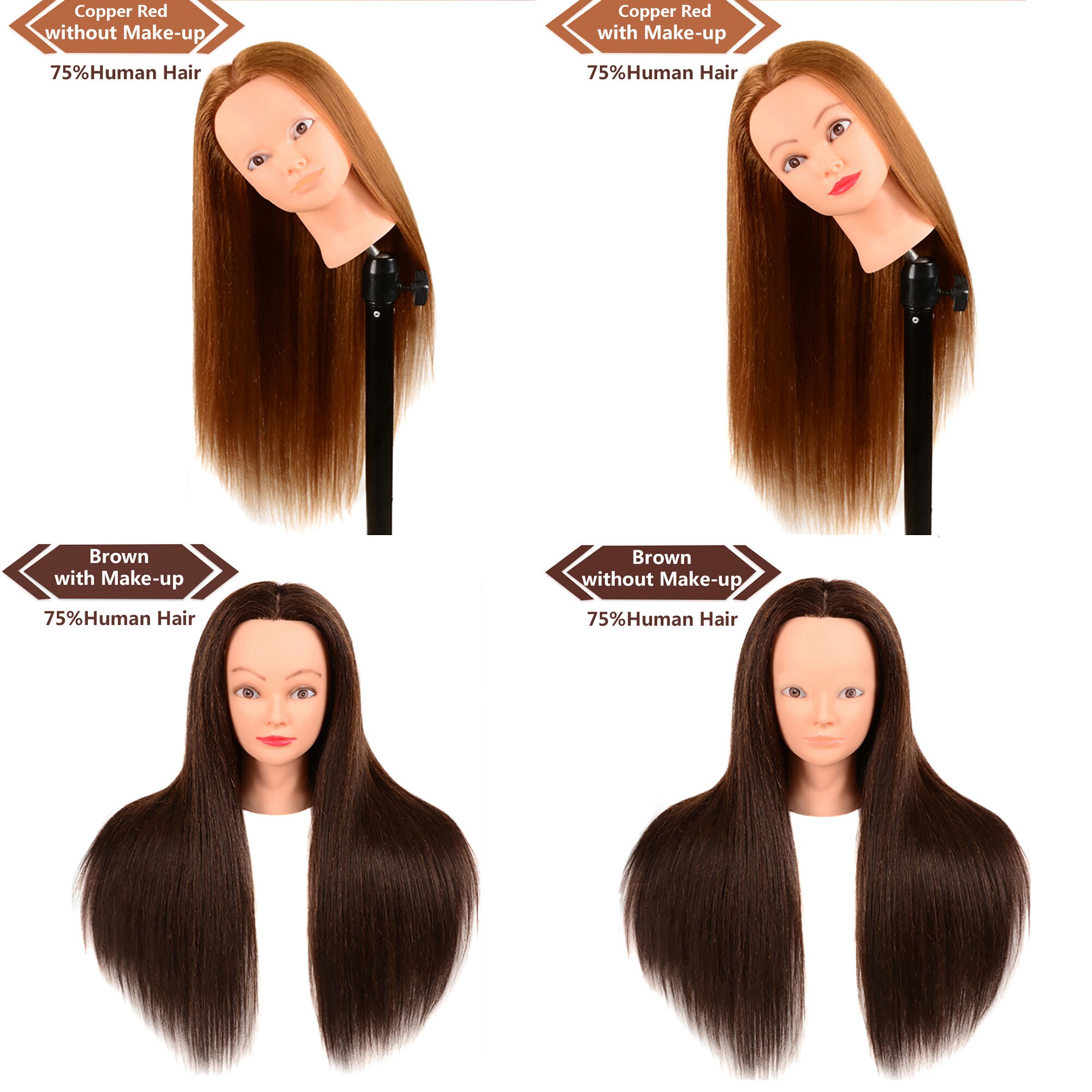 Premium Mannequin Head With Hair 75% Real Human Hair - Temu