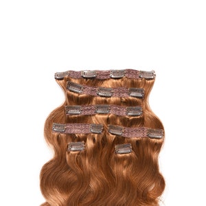 Copper Red Hair Extensions Body Wave Human Hair Clip ins 120 Gram Hair Weight 7 Pieces 16 Clips-Accept Private Customization image 4