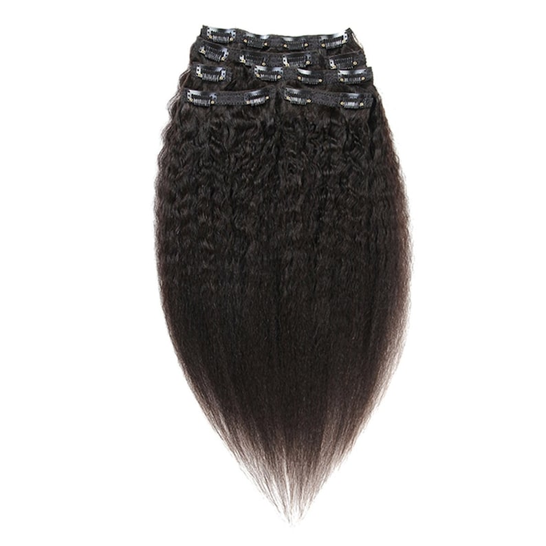 Clip in Yaki Straight Human Hair Extensions 16 Inches to 20 Etsy